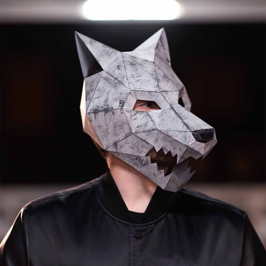 Máscara de Lobo para Imprimir con Papel