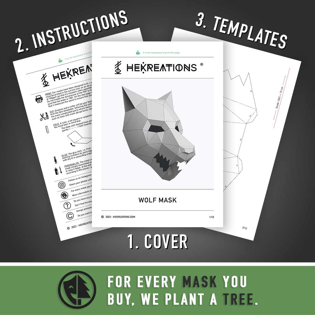 Printable Wolf Mask Template of Papercraft