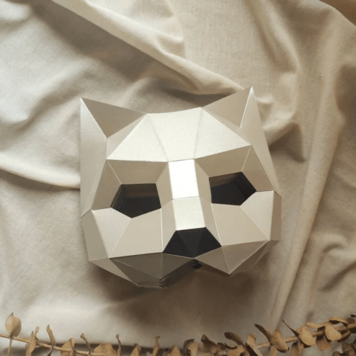 Quick and easy 3D cat mask to make with paper