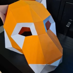 Tiger mask in 3D with orange and white colors