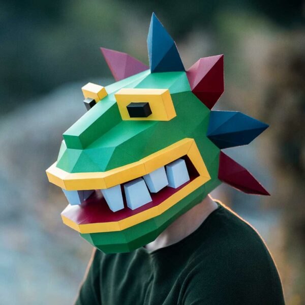 3D Feathered Serpent Mask Paper Craft