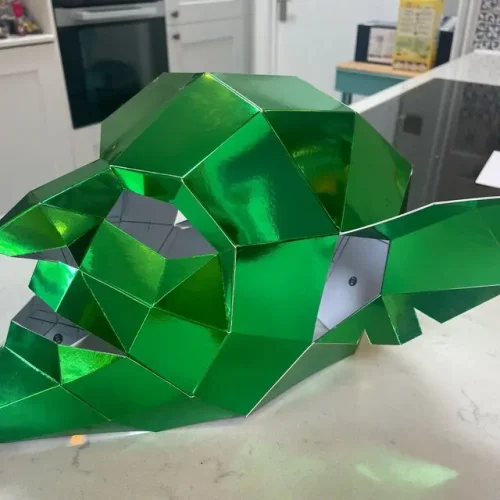 Bright green goblin costume mask